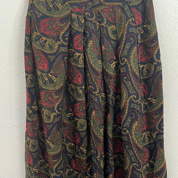 Vintage Paisley Midi Skirt 26 Waist Whimsigoth Pleated Skirt Dark Romance Rayon - Picture 2 of 10